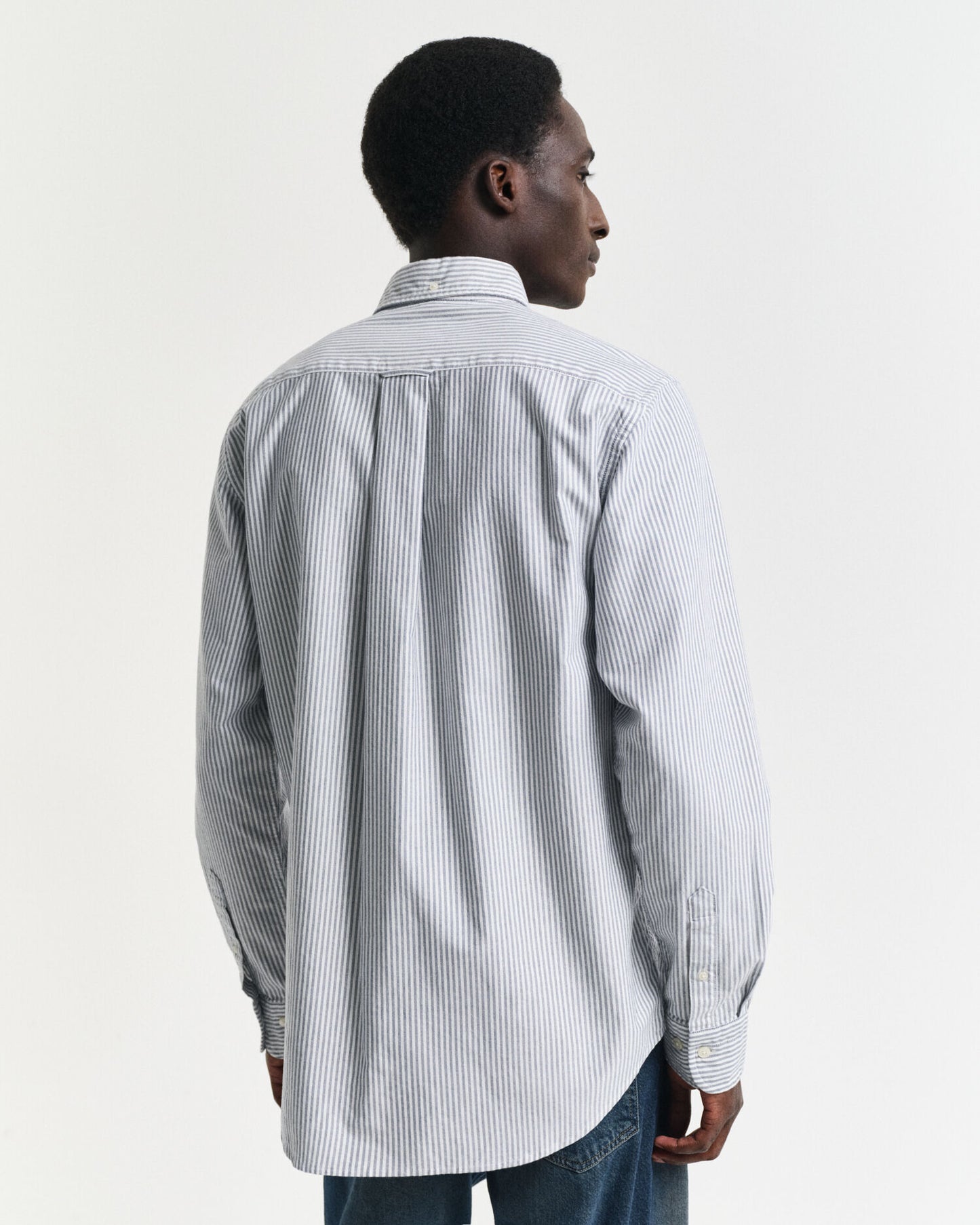 Chemise Oxford classique à rayures banquier coupe droite
