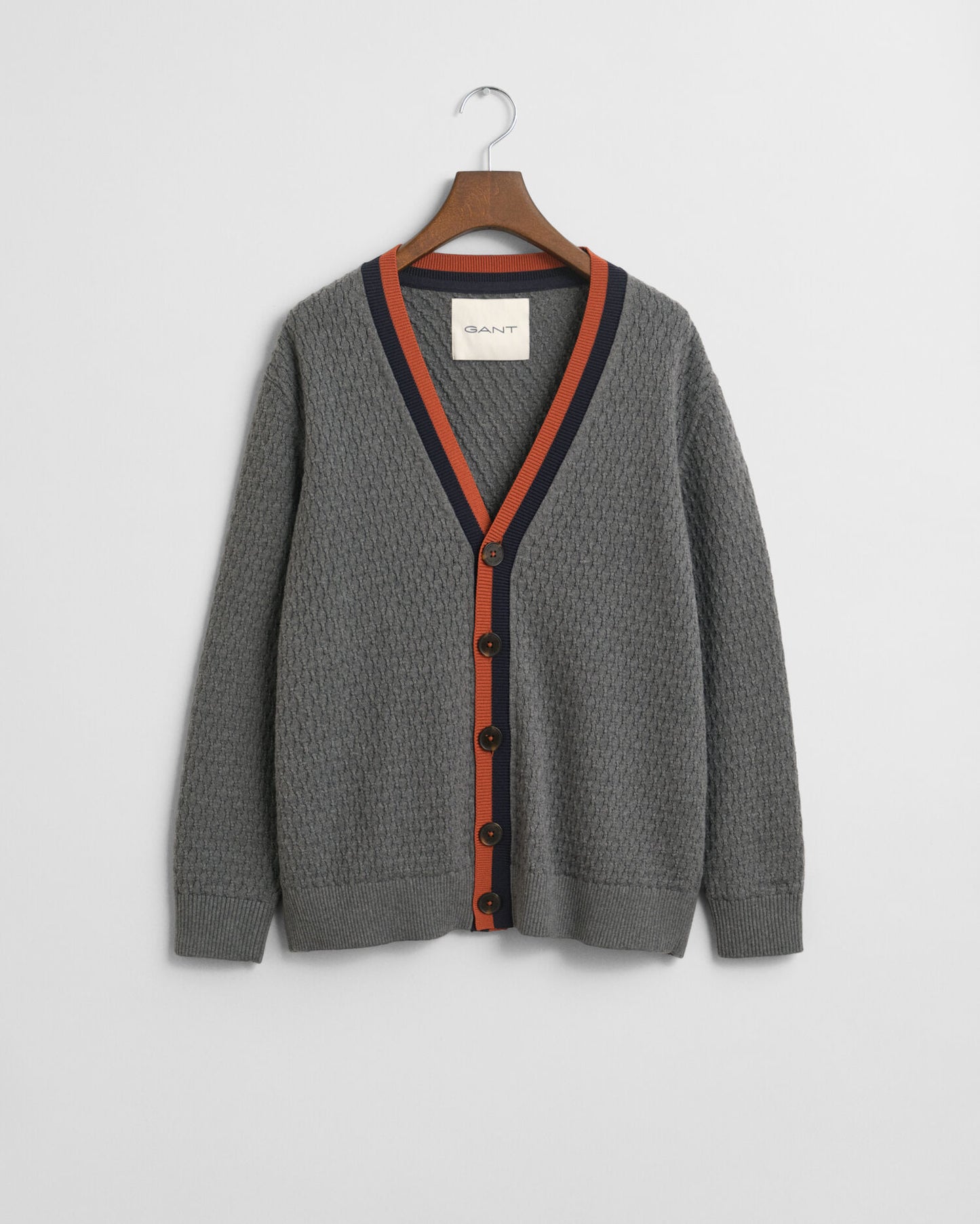 Cardigan aus Baumwolle mit Struktur und Kontrastdetails