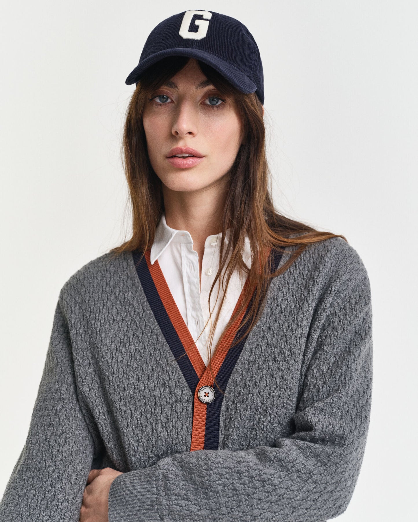 Cardigan aus Baumwolle mit Struktur und Kontrastdetails
