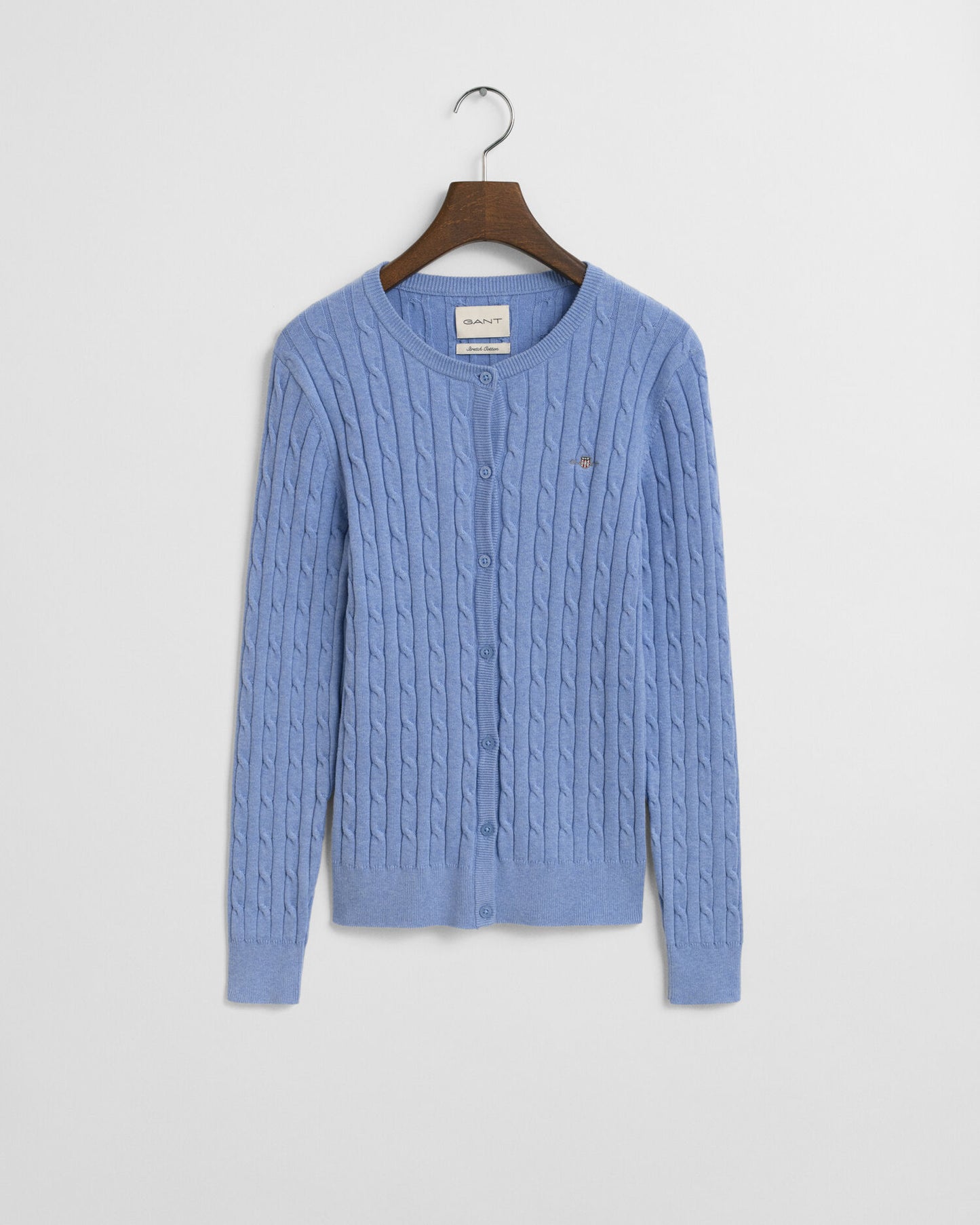 Strickjacke aus Baumwollstretch mit Zopfmuster