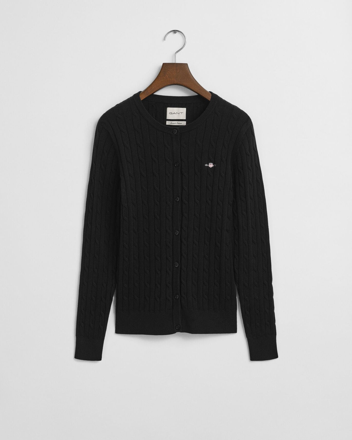 Strickjacke aus Baumwollstretch mit Zopfmuster