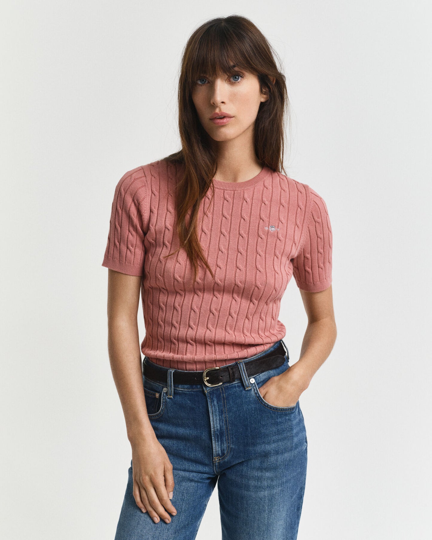 Pullover aus Stretch-Baumwolle mit Zopfmuster