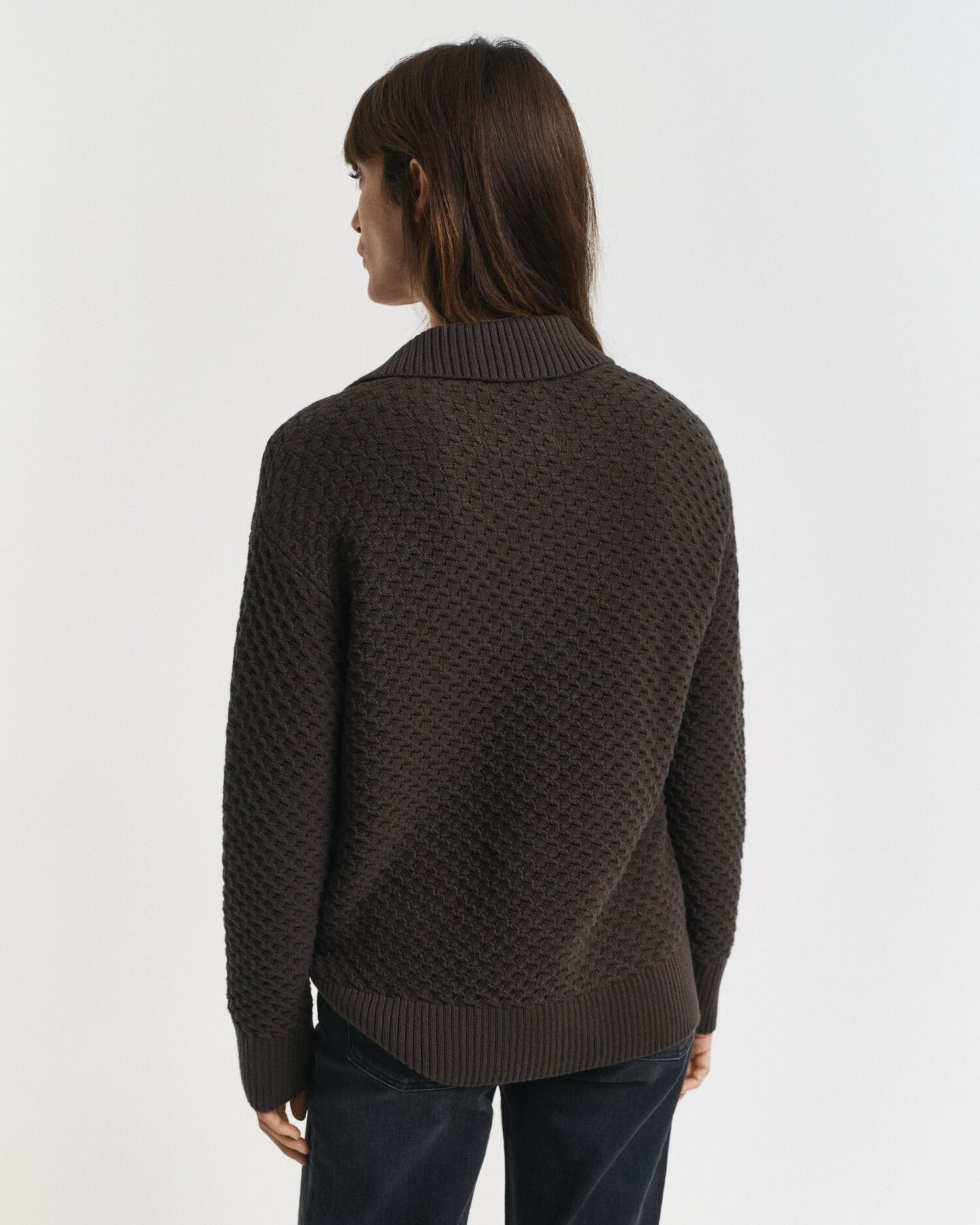 Strickpullover mit halbem Reißverschluss aus Baumwolle