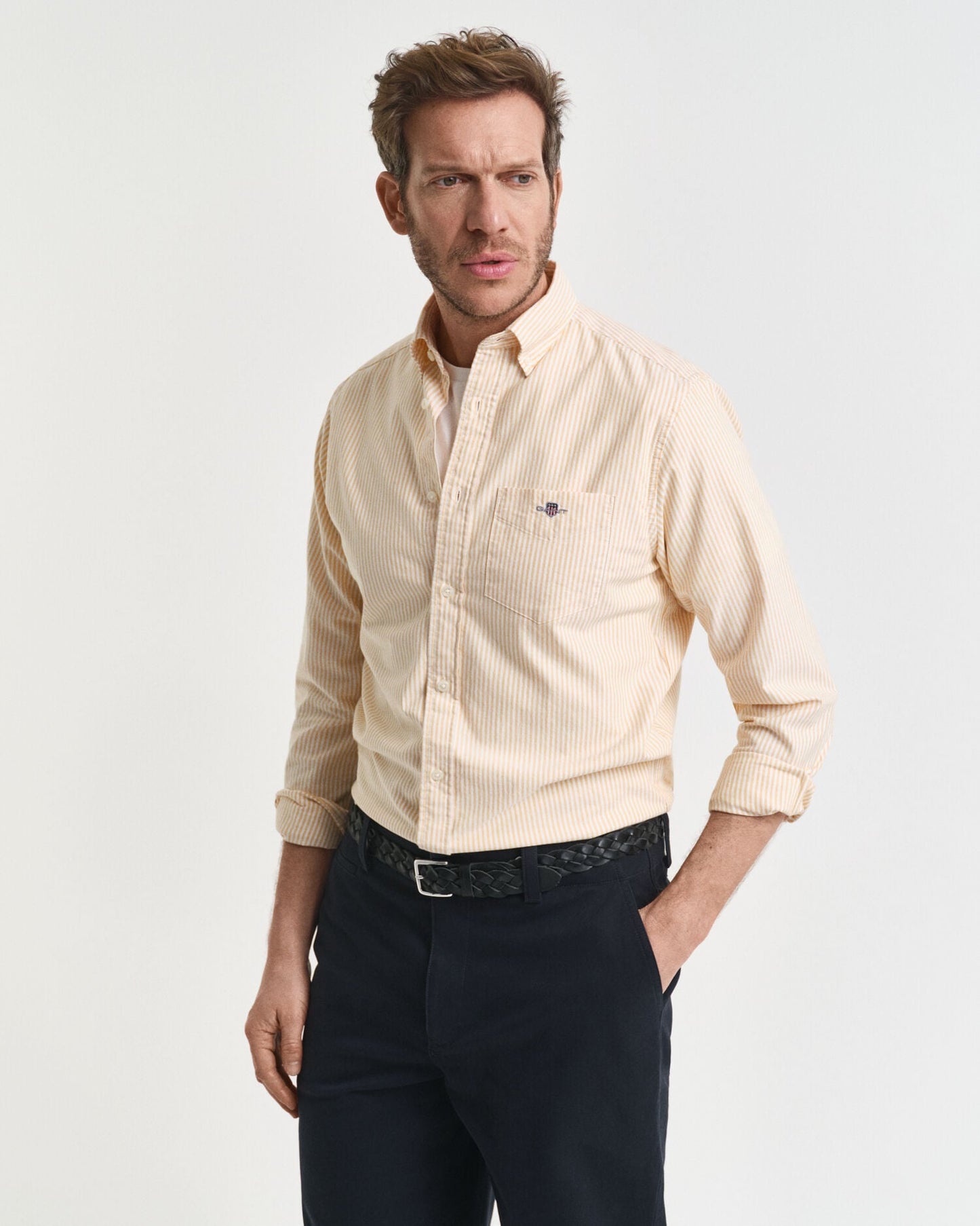 Chemise classique Oxford rayée banquier coupe droite