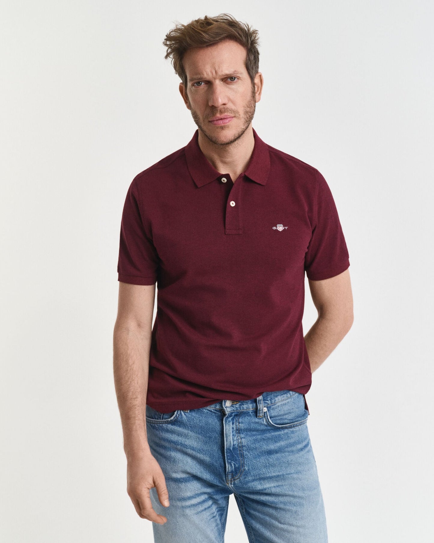 Regular Fit Schild-Polohemd aus Piqué