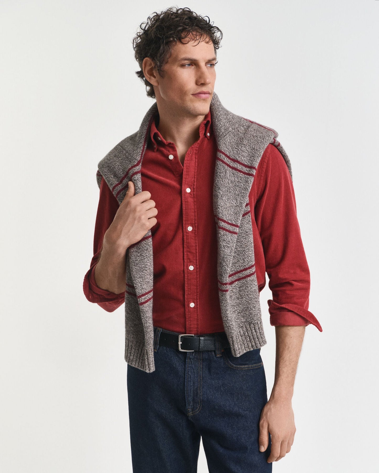 Chemise en velours côtelé de coton à coupe droite