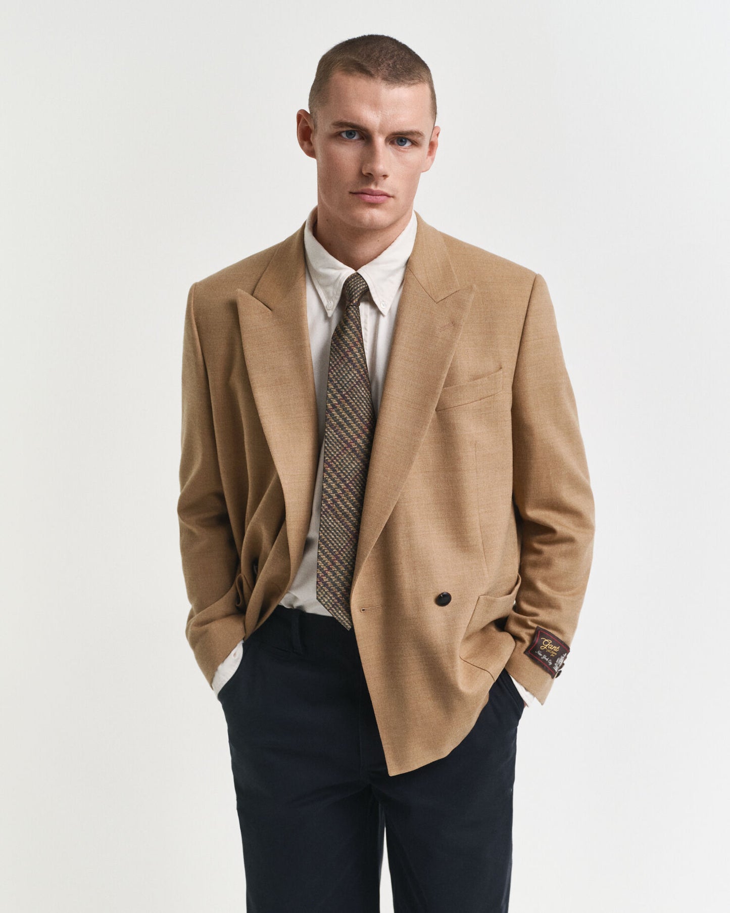 Blazer en flanelle couleur chameau