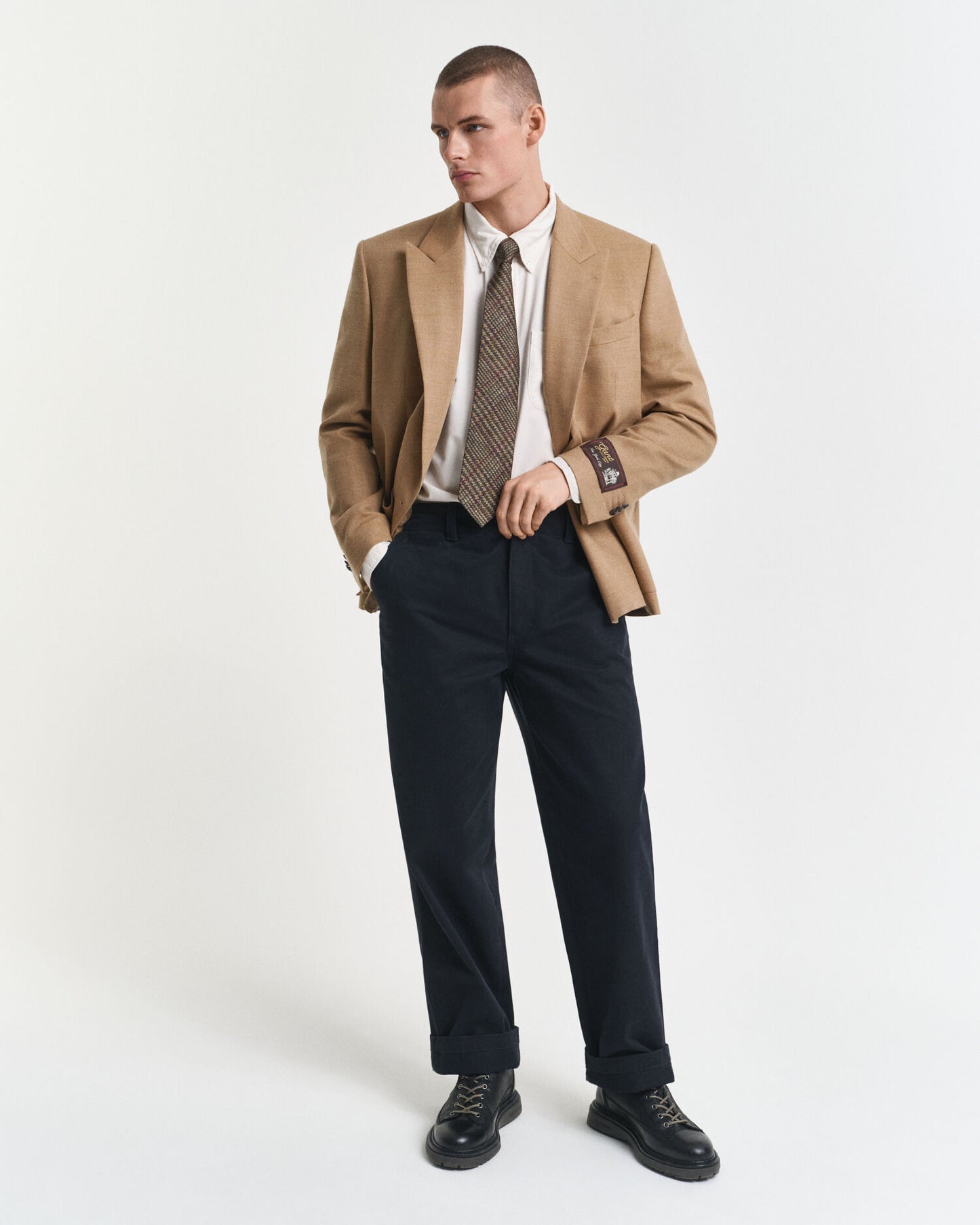 Blazer en flanelle couleur chameau