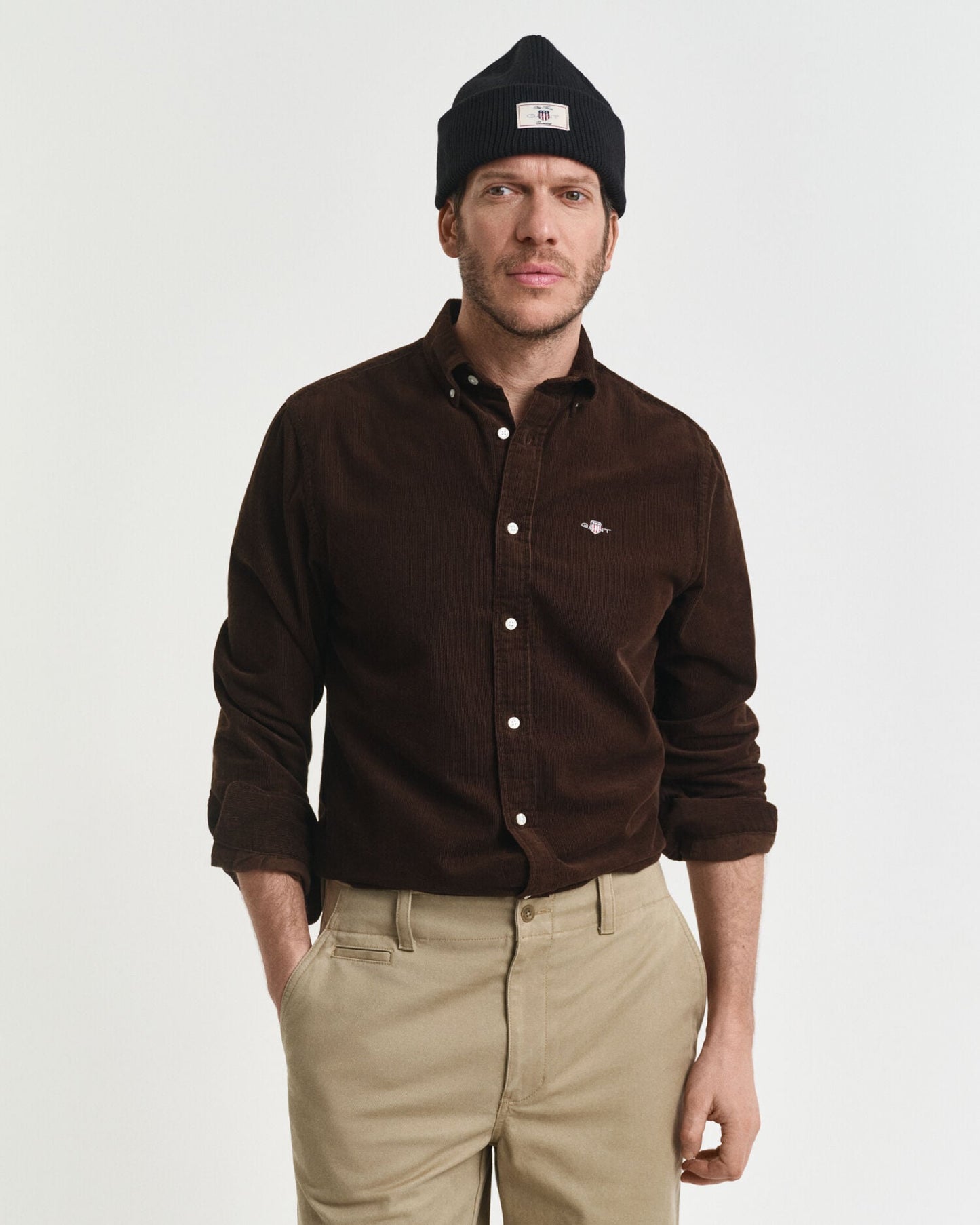 Chemise en velours côtelé de coton à coupe droite