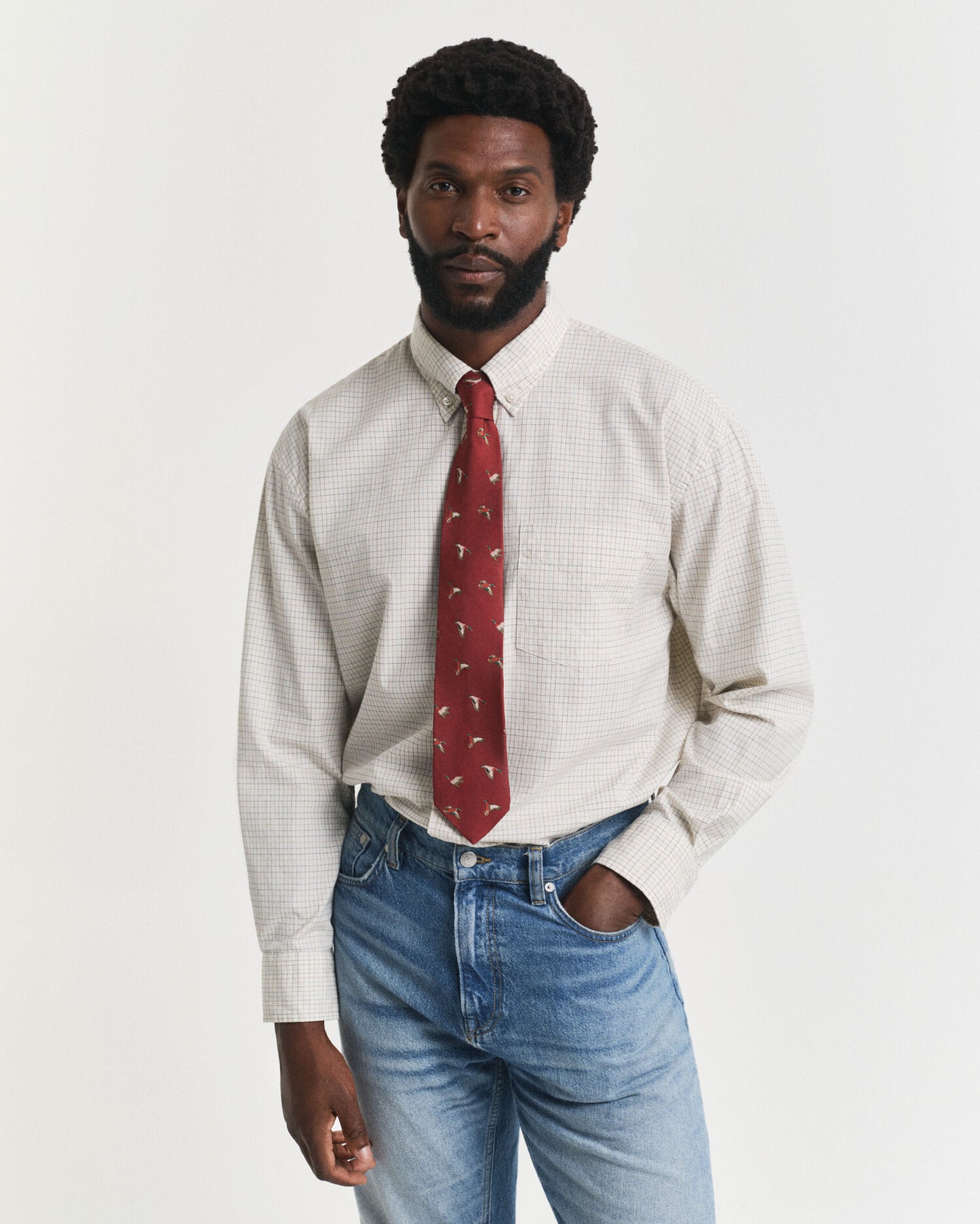 Chemise Oxford de luxe à carreaux, coupe ample