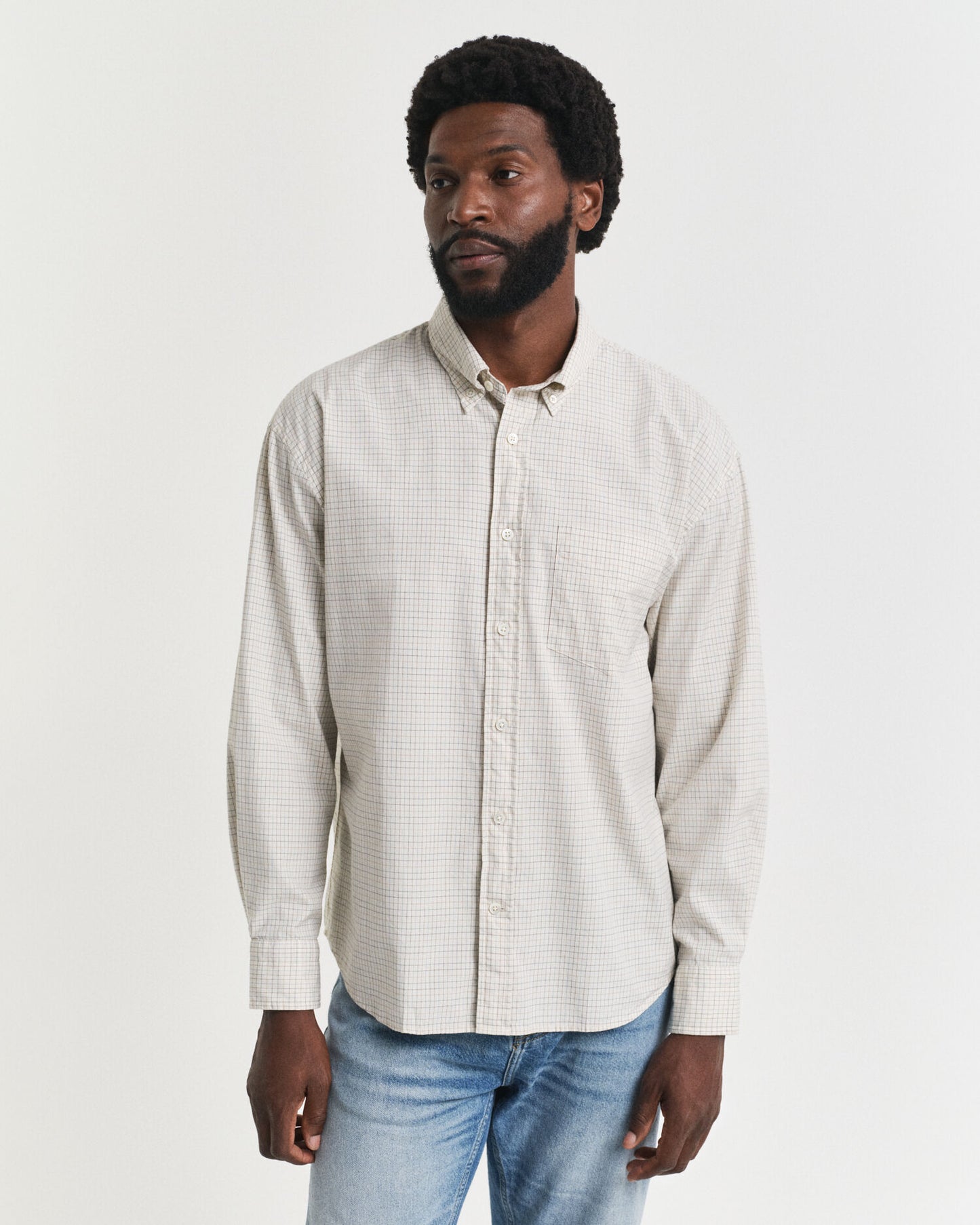 Chemise Oxford de luxe à carreaux, coupe ample