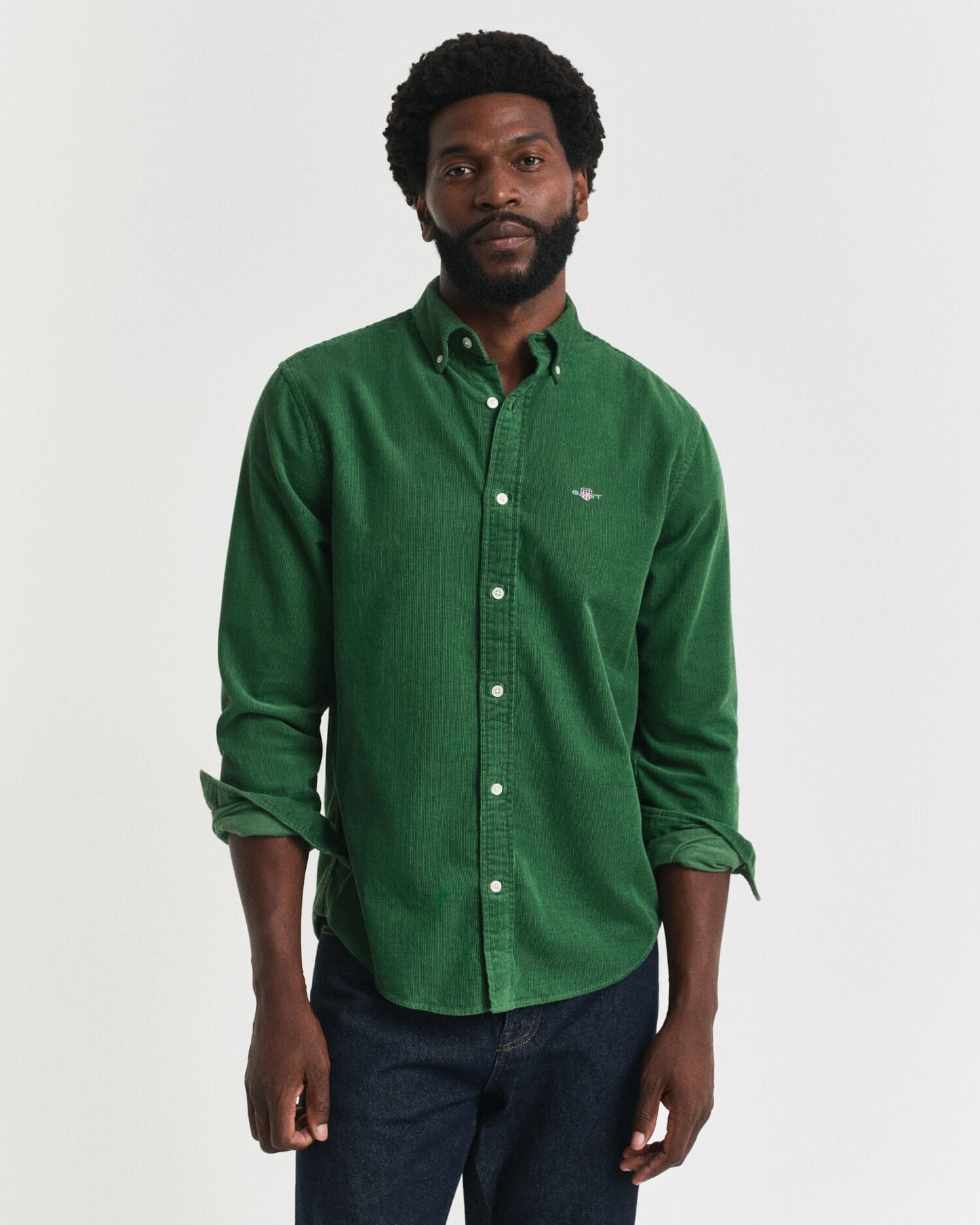 Chemise en velours côtelé de coton à coupe droite