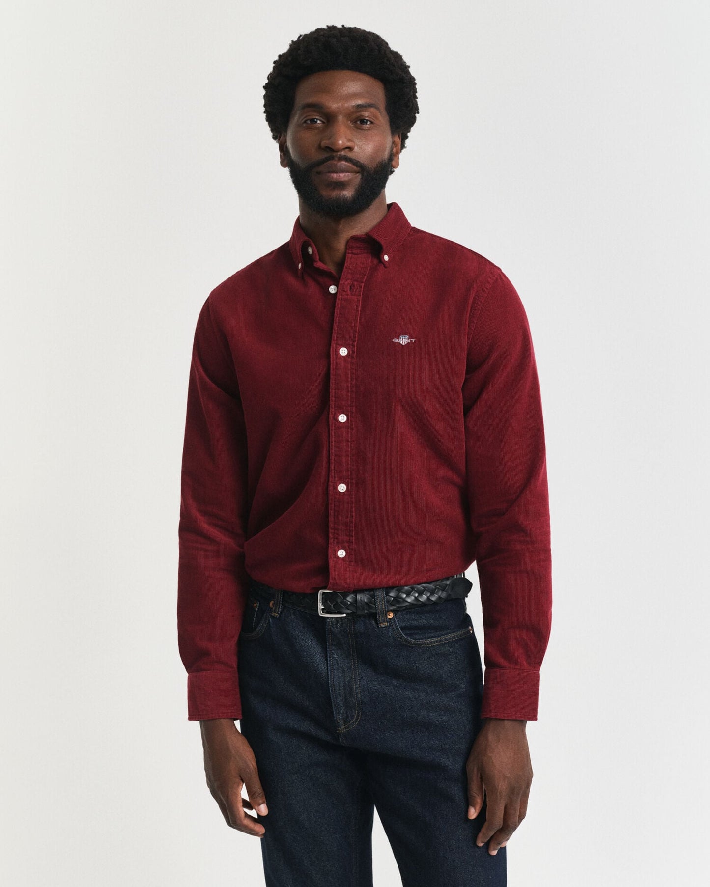 Chemise en velours côtelé de coton à coupe droite