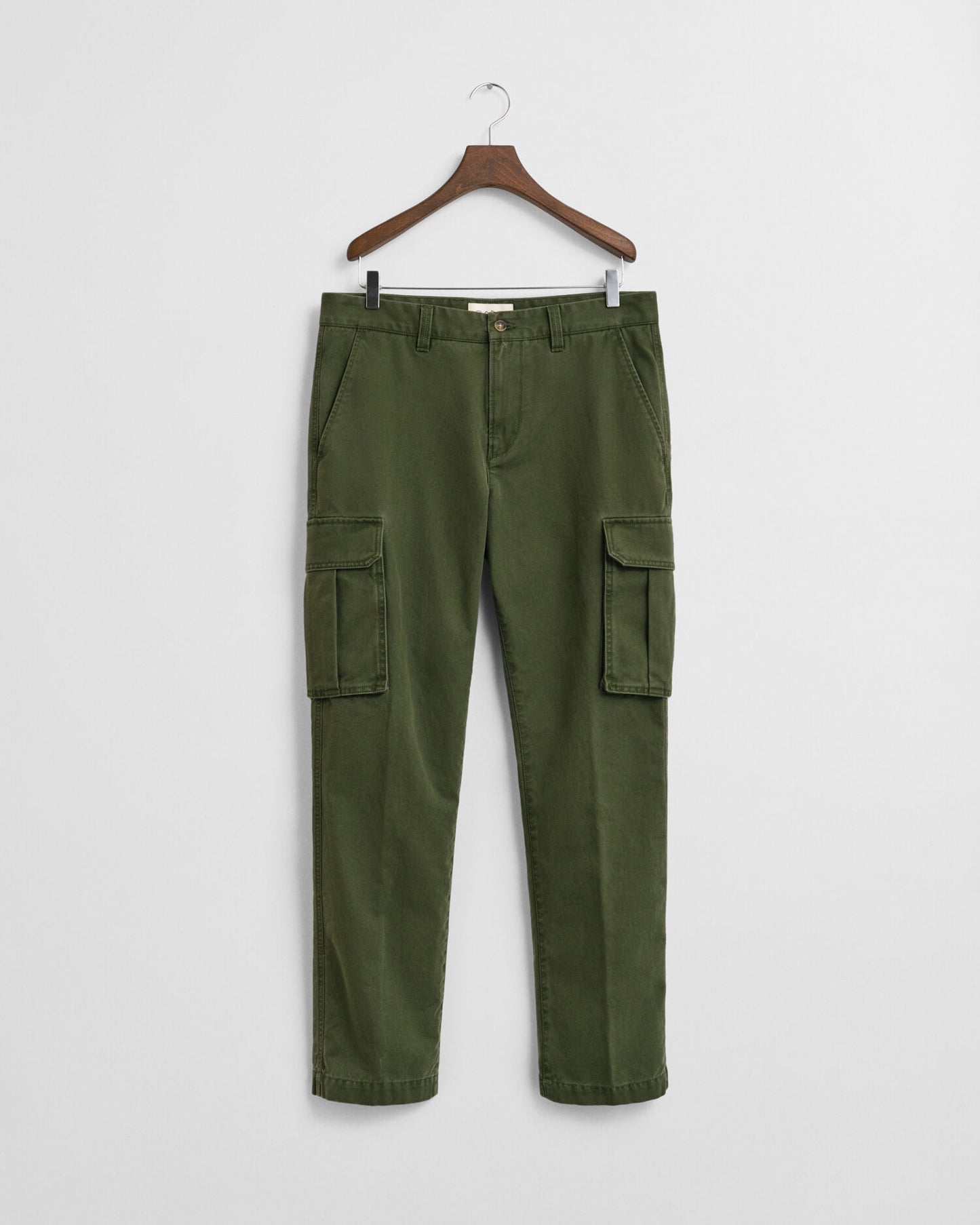 Pantalon Cargo en Sergé de Coton Coupe Droite