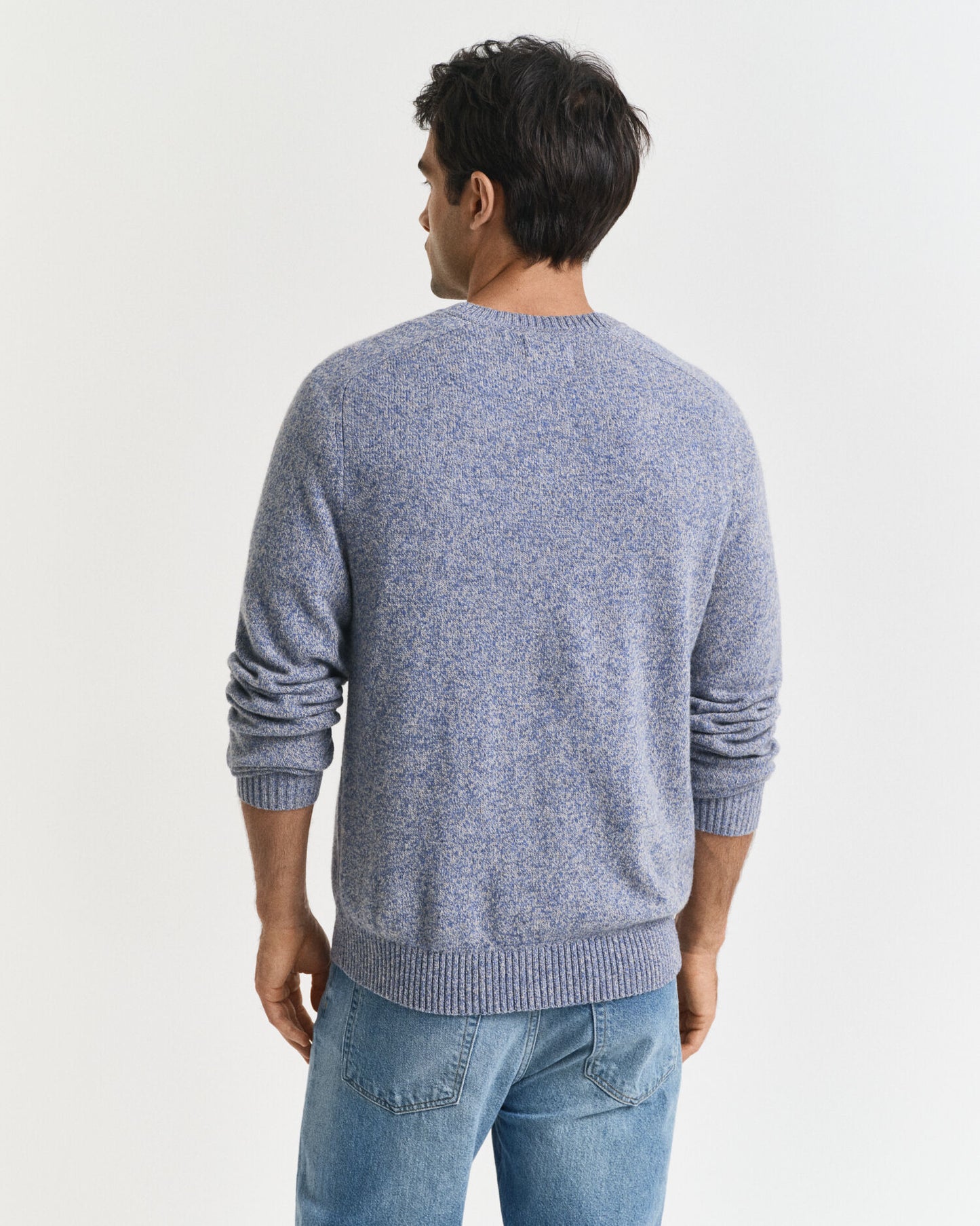 Pull ras du cou en laine mélangée moulinée