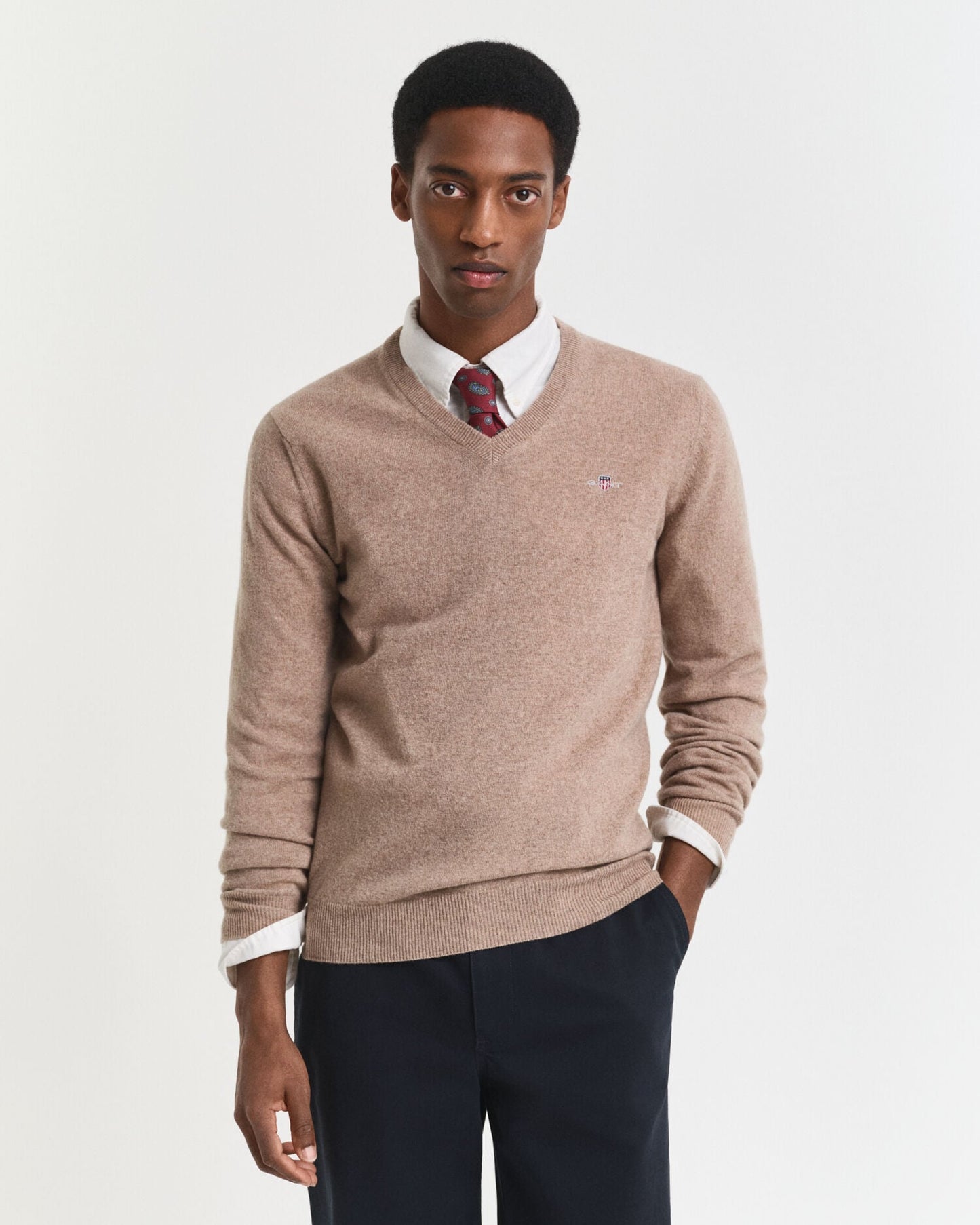 Pull en V en laine d'agneau superfine