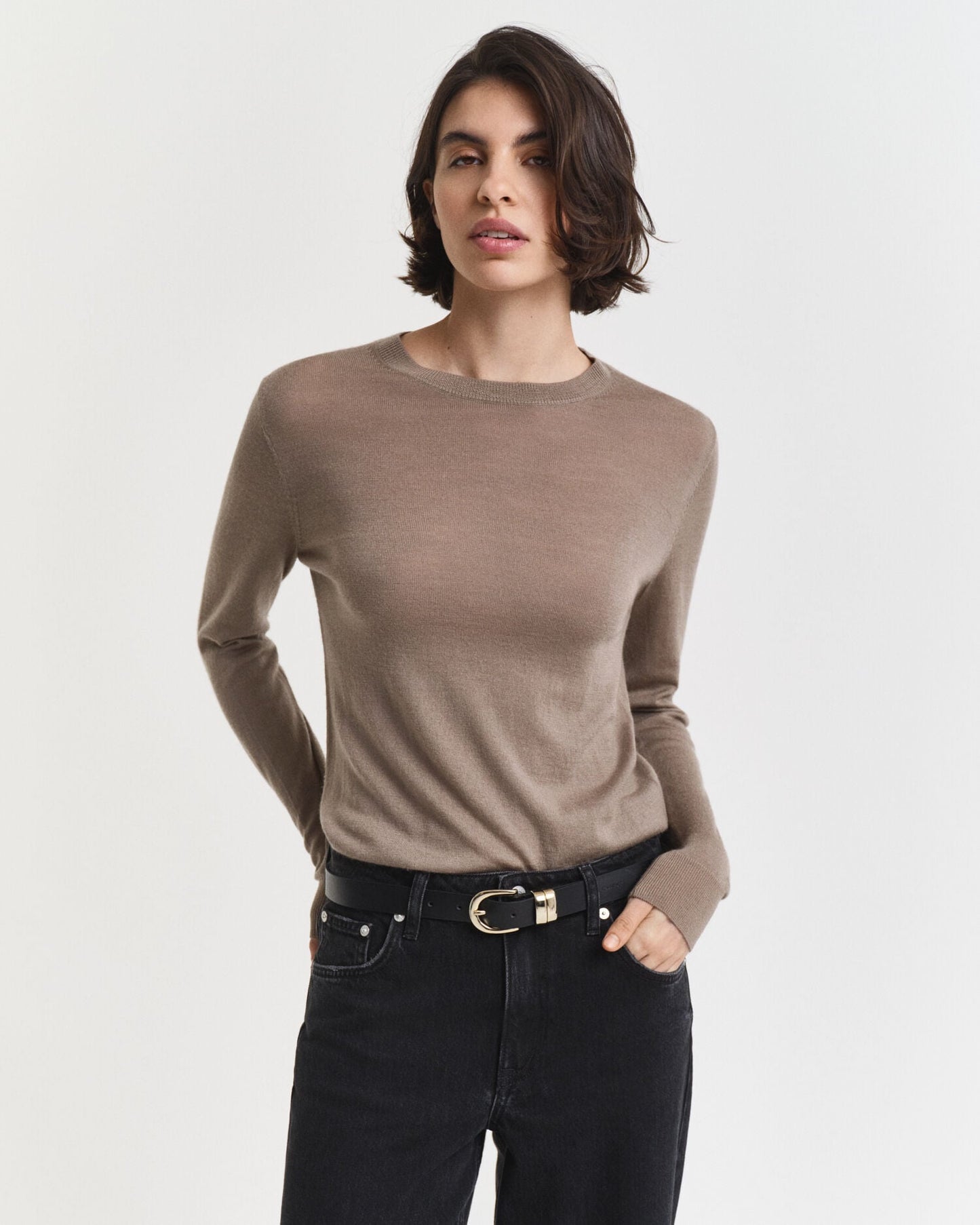 Pullover aus extrafeiner Merinowolle mit Rundhalsausschnitt