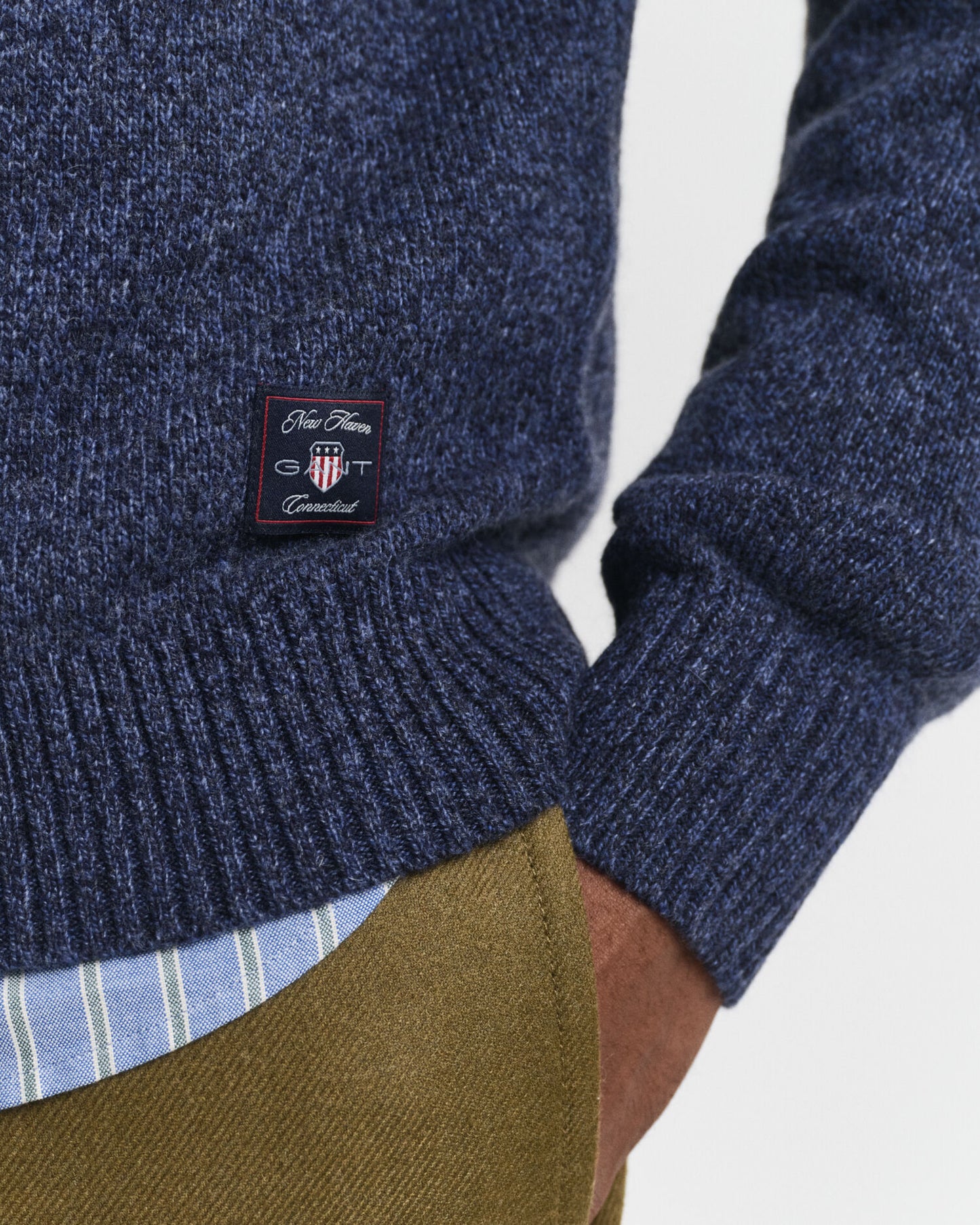 Pull col rond en laine mélangée moulinée