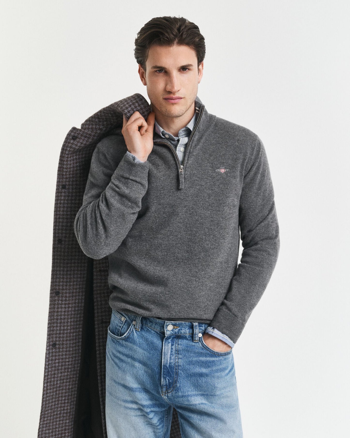 Pull en demi-zip en lambswool superfine