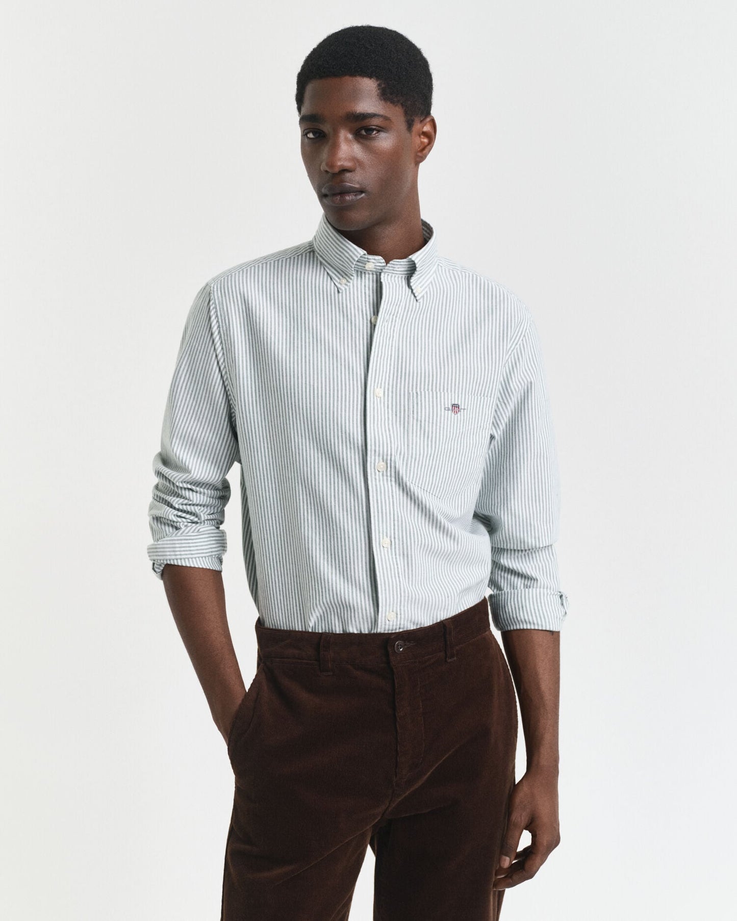 Chemise classique Oxford rayée banquier coupe droite