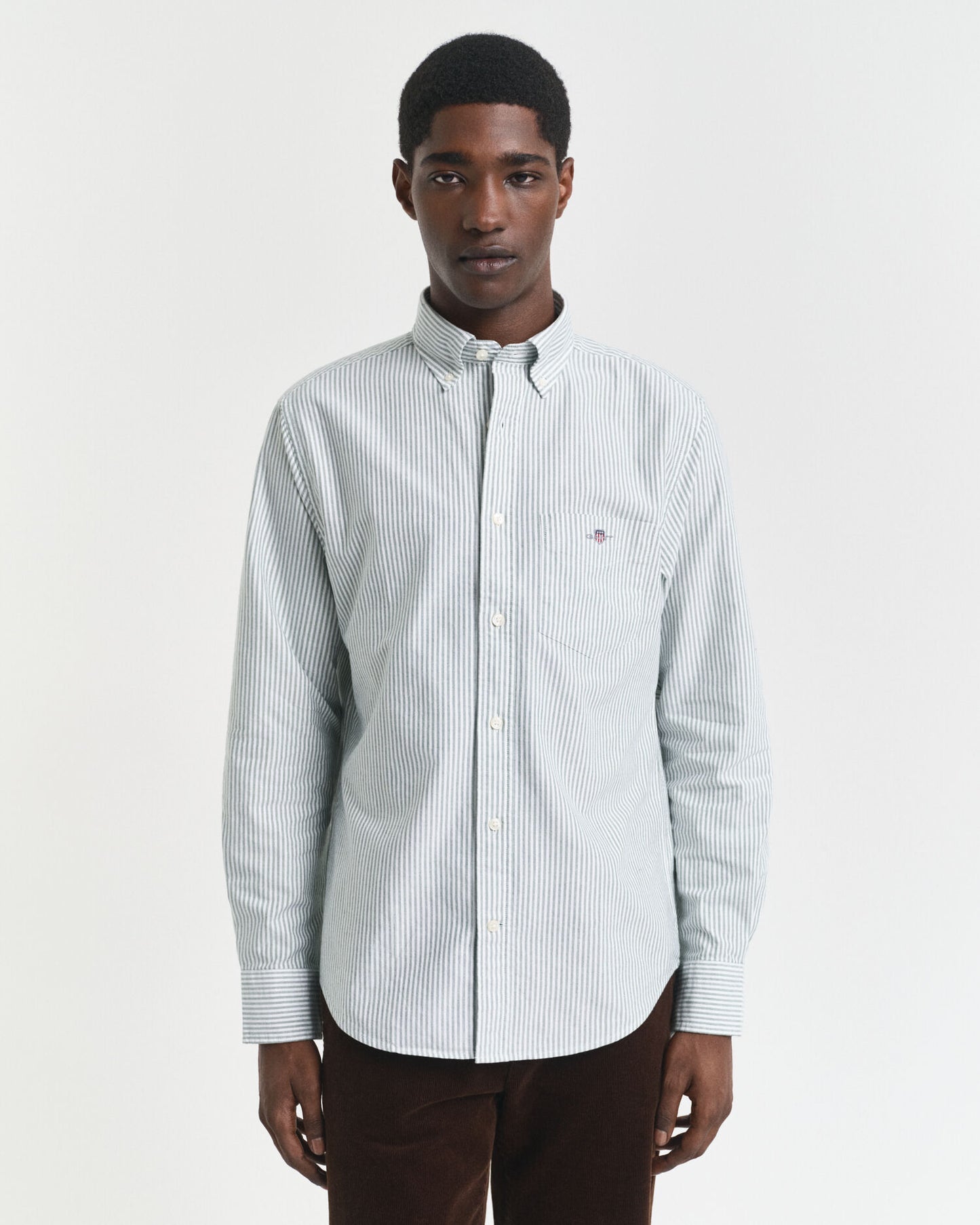 Chemise classique Oxford rayée banquier coupe droite