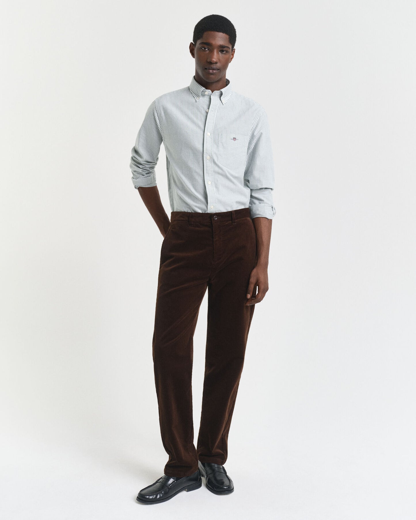Chemise classique Oxford rayée banquier coupe droite