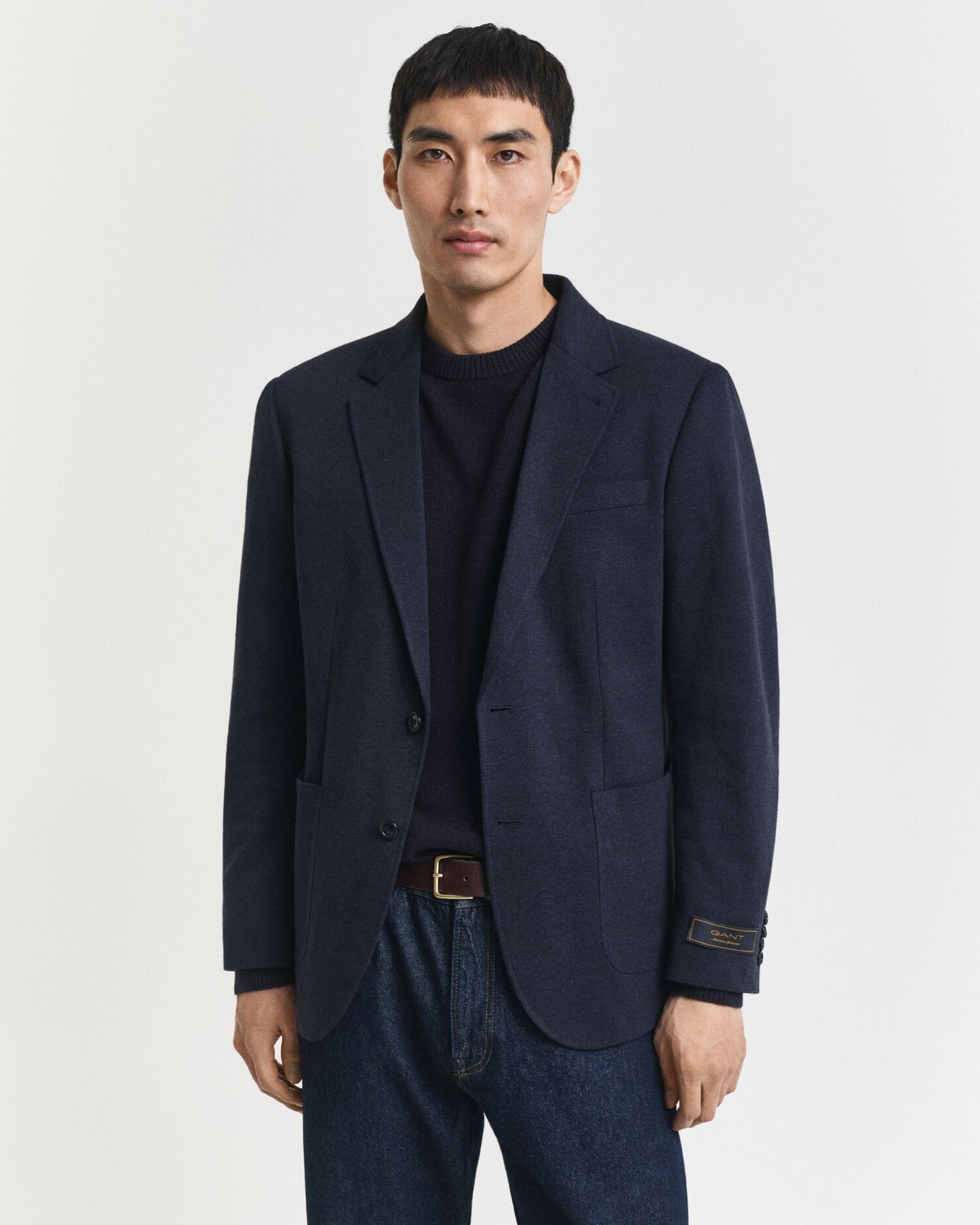 Blazer en jersey piqué bicolore coupe ajustée