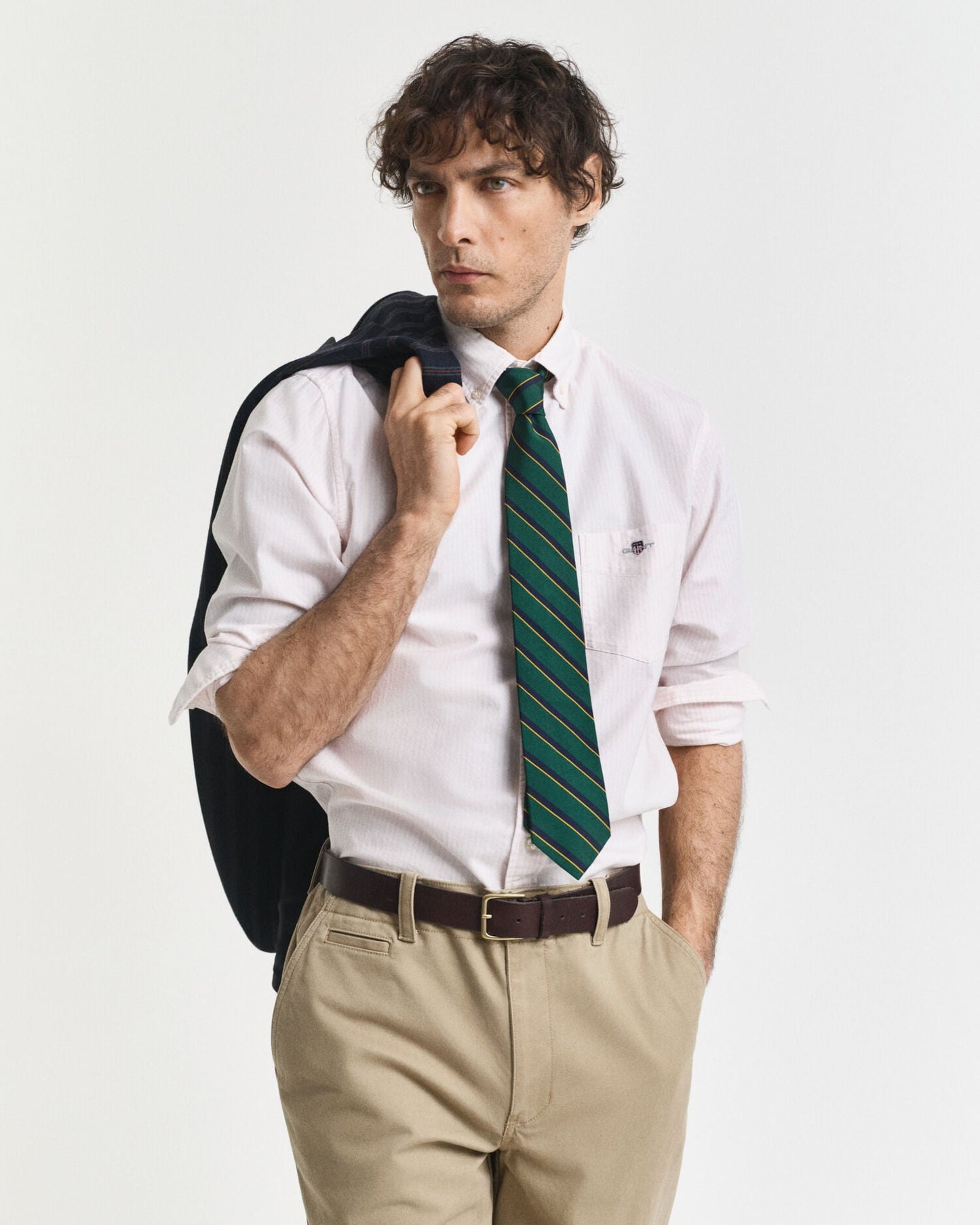 Chemise classique Oxford rayée banquier coupe droite