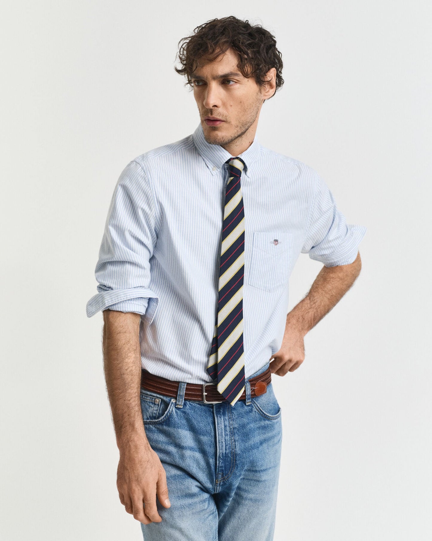 Chemise classique Oxford rayée banquier coupe droite