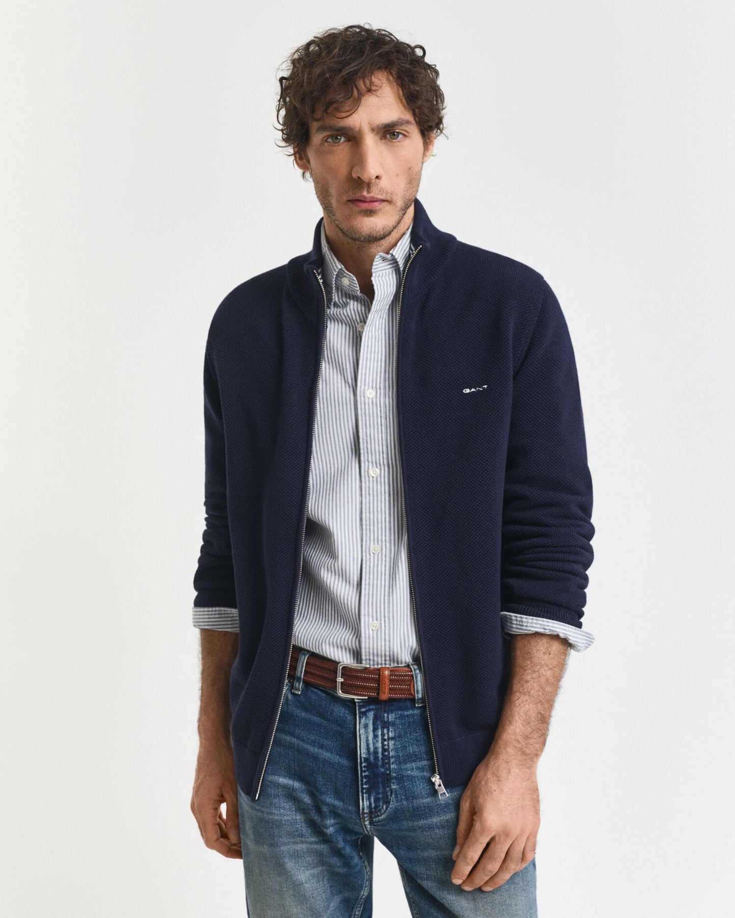Gilet zippé en piqué de coton